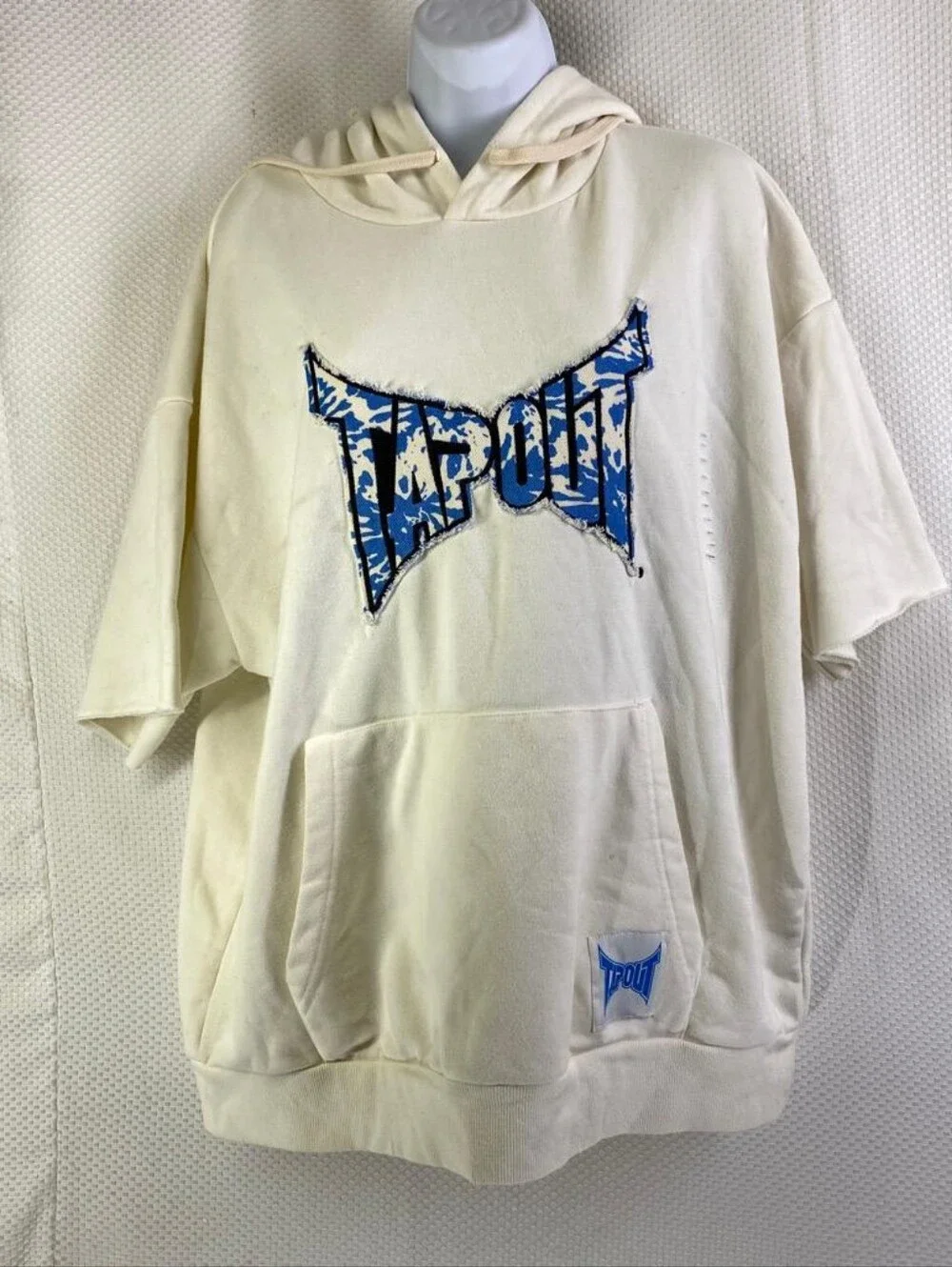 Forever 21 Cream Hoodie Sweater with Blue Graphic